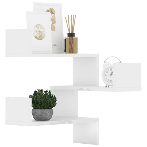 vidaXL Wall Corner Shelf 2 pcs High Gloss White 40x40x50 cm Engineered Wood