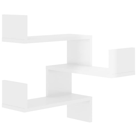 vidaXL Wall Corner Shelf 2 pcs High Gloss White 40x40x50 cm Engineered Wood