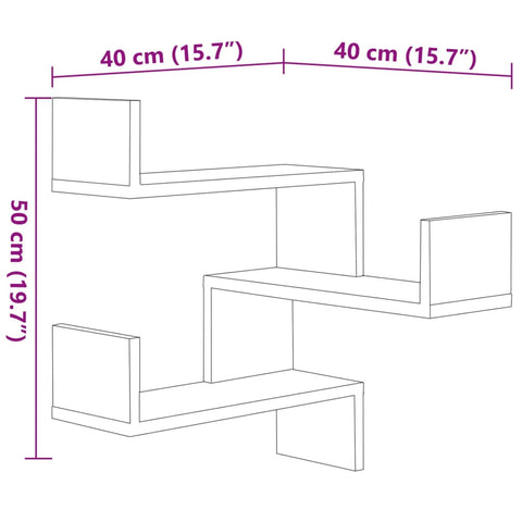vidaXL Wall Corner Shelf 2 pcs High Gloss White 40x40x50 cm Engineered Wood