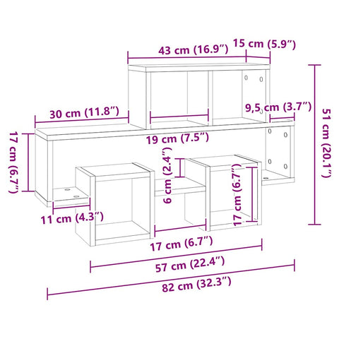 vidaXL Car-shaped Wall Shelf White 82x15x51 cm Engineered Wood