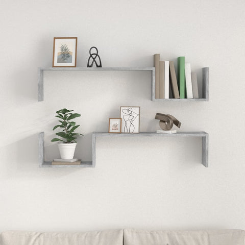 vidaXL Wall Shelf 2 pcs Concrete Grey 100x15x20 cm Engineered Wood