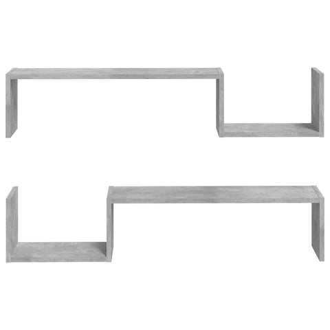 vidaXL Wall Shelf 2 pcs Concrete Grey 100x15x20 cm Engineered Wood
