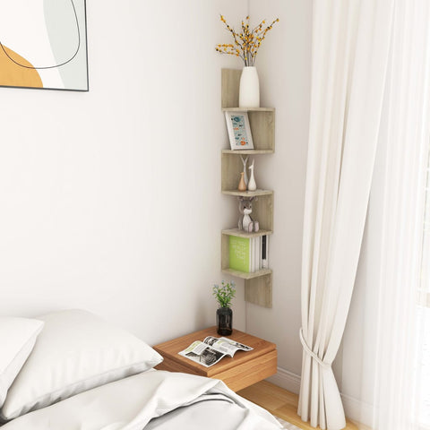 vidaXL Wall Corner Shelf Sonoma Oak 20x20x127.5 cm Engineered Wood