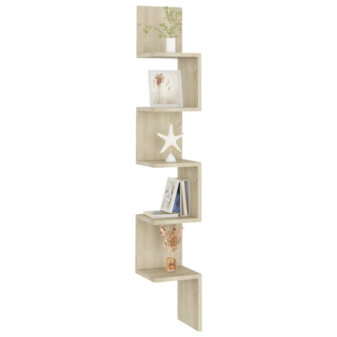 vidaXL Wall Corner Shelf Sonoma Oak 20x20x127.5 cm Engineered Wood