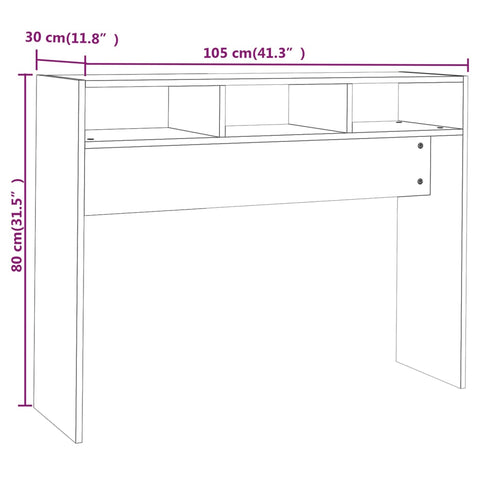vidaXL Console Table Black 105x30x80 cm Engineered Wood