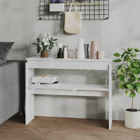 vidaXL Console Table High Gloss White 102x30x80 cm Engineered Wood
