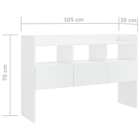 vidaXL Sideboard High Gloss White 105x30x70 cm Engineered Wood
