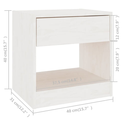 vidaXL Bedside Cabinet White 40x31x40 cm Solid Pinewood