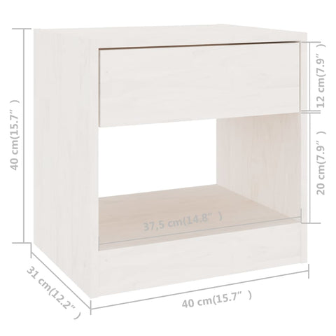 vidaXL Bedside Cabinets 2 pcs White 40x31x40 cm Solid Pinewood