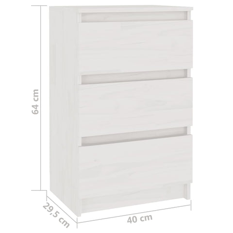 vidaXL Bedside Cabinets 2 pcs White 40x29.5x64 cm Solid Pine Wood