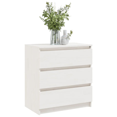 vidaXL Bedside Cabinet White 60x36x64 cm Solid Pinewood