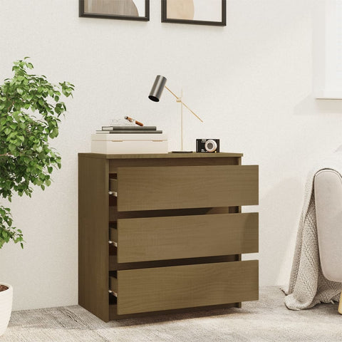 vidaXL Bedside Cabinet Honey Brown 60x36x64 cm Solid Pinewood