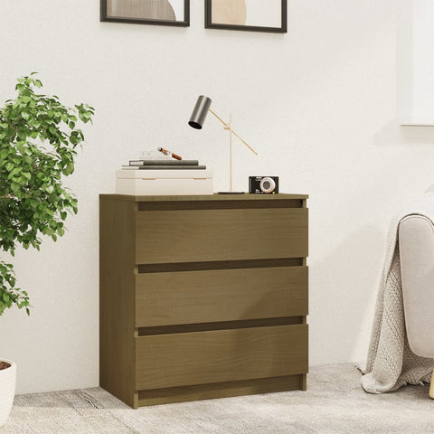 vidaXL Bedside Cabinet Honey Brown 60x36x64 cm Solid Pinewood