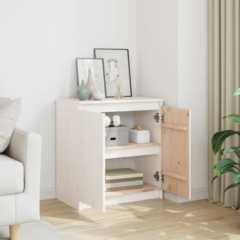 vidaXL Side Cabinet White 60x36x65 cm Solid Pinewood