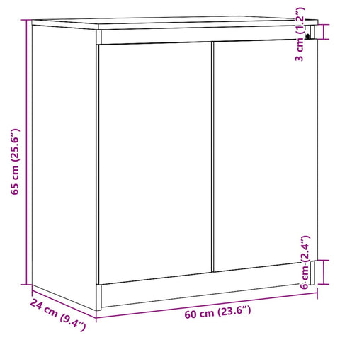 vidaXL Side Cabinet White 60x36x65 cm Solid Pinewood