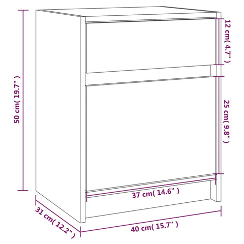 vidaXL Bedside Cabinet White 40x31x50 cm Solid Pinewood