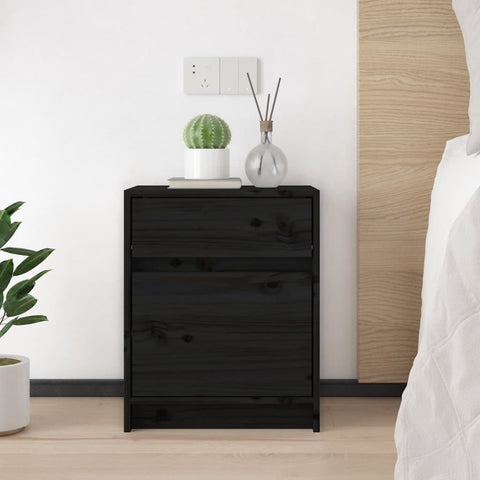 vidaXL Bedside Cabinets 2 pcs Black 40x31x50 cm Solid Pinewood