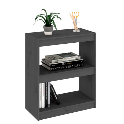 vidaXL Book Cabinet/Room Divider Grey 60x30x71.5 cm Solid Wood Pine