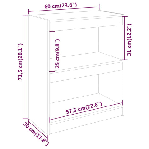 vidaXL Book Cabinet/Room Divider Grey 60x30x71.5 cm Solid Wood Pine