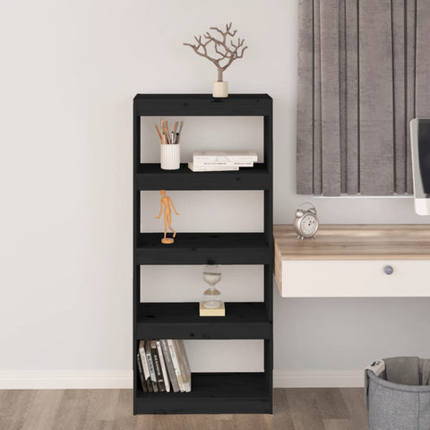 vidaXL Book Cabinet/Room Divider Black 60x30x135.5 cm Solid Wood Pine