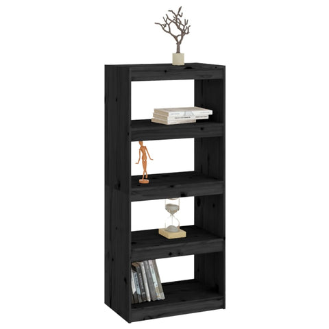 vidaXL Book Cabinet/Room Divider Black 60x30x135.5 cm Solid Wood Pine