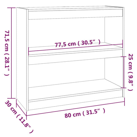 vidaXL Book Cabinet/Room Divider 80x30x71.5 cm Solid Wood Pine