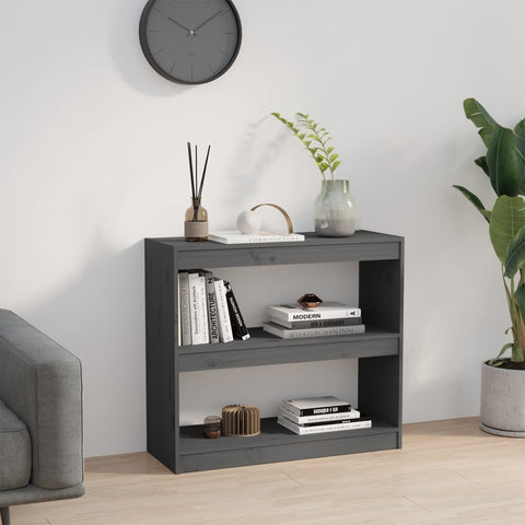 vidaXL Book Cabinet/Room Divider Grey 80x30x71.5 cm Solid Wood Pine