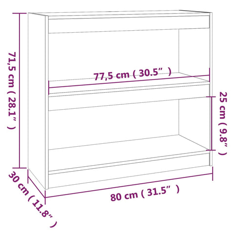 vidaXL Book Cabinet/Room Divider Grey 80x30x71.5 cm Solid Wood Pine