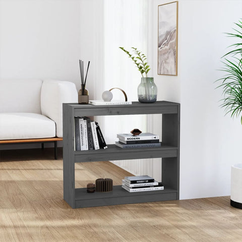 vidaXL Book Cabinet/Room Divider Grey 80x30x71.5 cm Solid Wood Pine