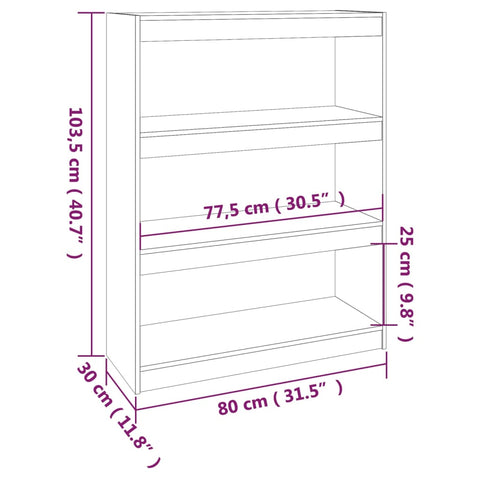 vidaXL Book Cabinet/Room Divider White 80x30x103.5 cm Solid Wood Pine