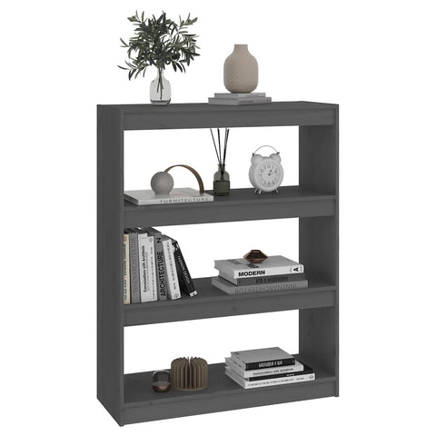 vidaXL Book Cabinet/Room Divider Grey 80x30x103.5 cm Solid Wood Pine
