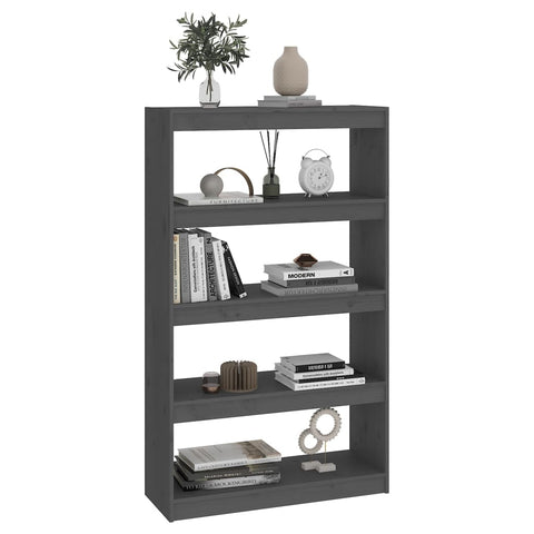 vidaXL Book Cabinet/Room Divider Grey 80x30x135.5 cm Solid Wood Pine