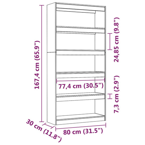 vidaXL Book Cabinet/Room Divider 80x30x167.4 cm Solid Wood Pine