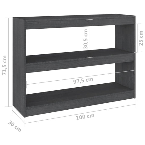 vidaXL Book Cabinet Room Divider Grey 100x30x71.5 cm Pinewood