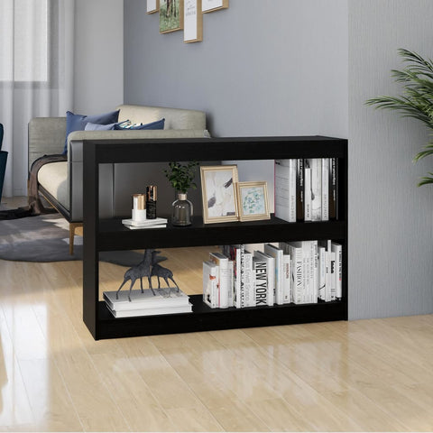 vidaXL Book Cabinet Room Divider Black 100x30x71.5 cm Pinewood