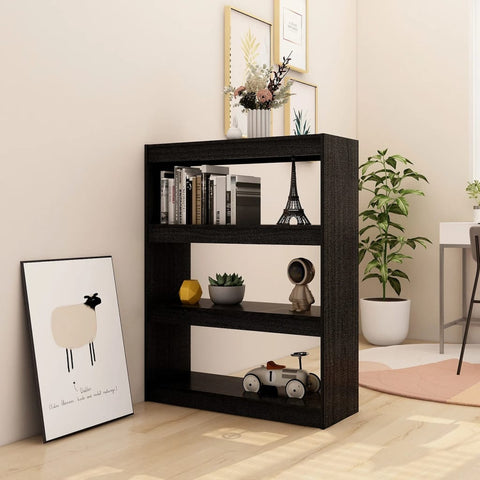 vidaXL Book Cabinet/Room Divider Black 100x30x103 cm Solid Pinewood