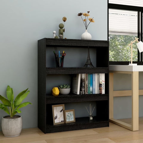 vidaXL Book Cabinet/Room Divider Black 100x30x103 cm Solid Pinewood