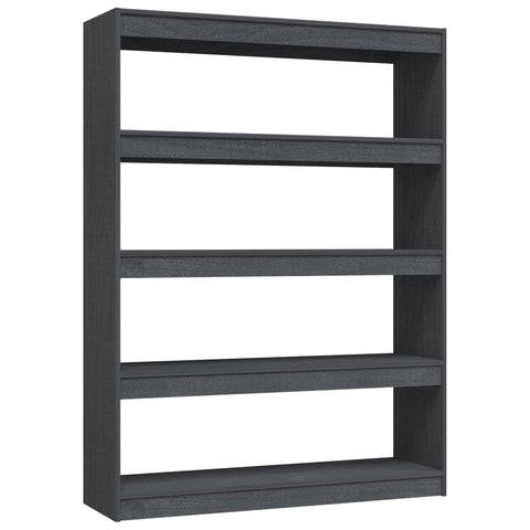 vidaXL Book Cabinet/Room Divider Grey 100x30x135.5 cm Solid Pinewood