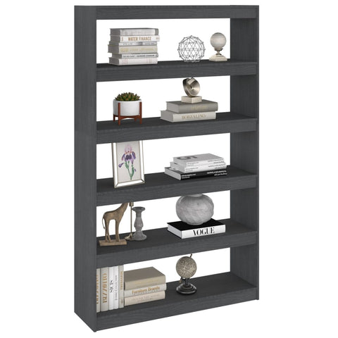 vidaXL Book Cabinet/Room Divider Grey 100x30x167.5 cm Solid Pinewood