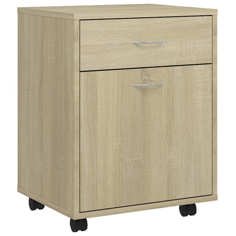vidaXL Rolling Cabinet Sonoma Oak 45x38x54 cm Engineered Wood