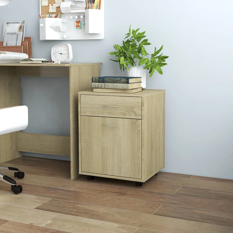 vidaXL Rolling Cabinet Sonoma Oak 45x38x54 cm Engineered Wood