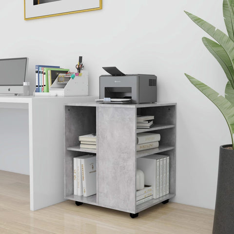 vidaXL Rolling Cabinet Concrete Grey 60x53x72 cm Engineered Wood