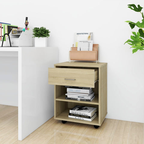 vidaXL Rolling Cabinet Sonoma Oak 46x36x59 cm Engineered Wood