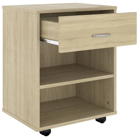 vidaXL Rolling Cabinet Sonoma Oak 46x36x59 cm Engineered Wood
