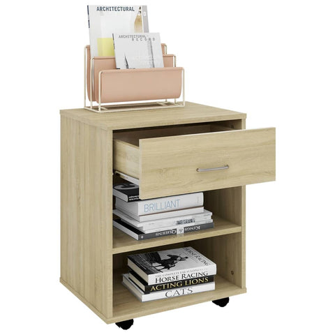 vidaXL Rolling Cabinet Sonoma Oak 46x36x59 cm Engineered Wood