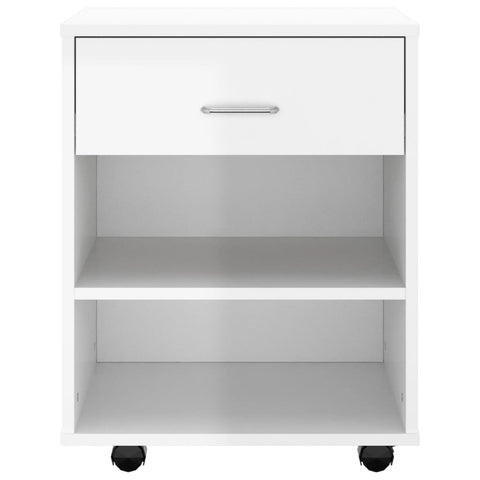 vidaXL Rolling Cabinet High Gloss White 46x36x59 cm Engineered Wood