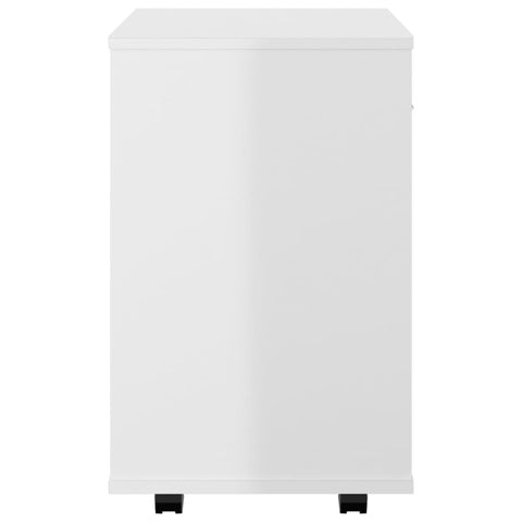 vidaXL Rolling Cabinet High Gloss White 46x36x59 cm Engineered Wood