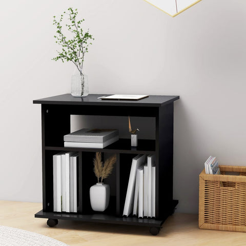 vidaXL Rolling Cabinet Black 60x45x60 cm Engineered Wood