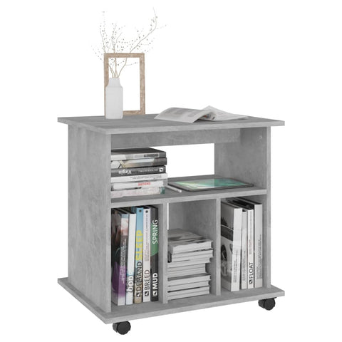 vidaXL Rolling Cabinet Concrete Grey 60x45x60 cm Engineered Wood