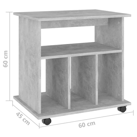 vidaXL Rolling Cabinet Concrete Grey 60x45x60 cm Engineered Wood